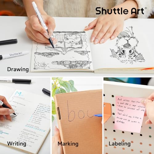 Shuttle Art Permanent Marker, 30 Pack Ultra Fine Point Black Permanent Marker set, Works on Plastic,Wood,Stone,Metal and Glass for Doodling, Marking - size: 1 Count (Pack of 30), style: 30 Pack Black
