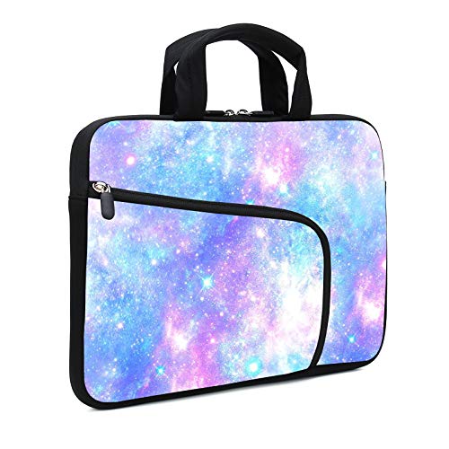 Laptop Sleeves 14 15 15.4 15.6 Chromebook Case Notebook Sleeve PC Messenger Bag Tablet Case Neoprene Handle Sleeve for Men Women, Two Pockets (Pink galaxys) - color: pink galaxys