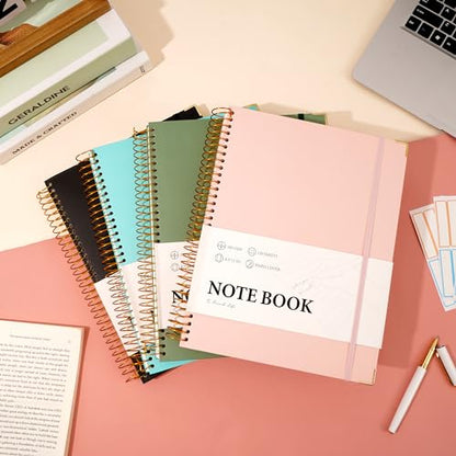 Pink Spiral Notebook College Ruled 8.5 X 11 with Stickers, Hardcover | 220 Pages, A4 Large Note Book for Work Note Taking School Office Women Men Writing - color: Pink