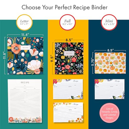 Jot & Mark 8.5"" x 11"" Sturdy 3 Ring Recipe Binder with Spill-Proof Clear | 50 Recipe Cards + 25 Sleeve Protectors + 5 Full-Page Sleeves + 6 Divider Tabs | 8.5x11 3-Ring - color: Kitchen Toolkit, size: 8.5" x 11"