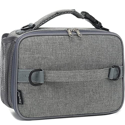 FlowFly Kids Lunch Bag, Durable Insulated School Lunch Box with Shoulder Strap and Bottle Holder, Water-resistant Thermal Small Lunch Cooler Tote for Teen Boys & Girls,Grey - color: Gray