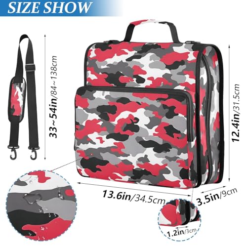 3 Ring Zipper Binder Red Grey Black Camouflage Binders Bag with Shoulder Strap 500 Sheets Paper Organizer Trapper Keeper Documents Storage File Folder for School Office - color: A124