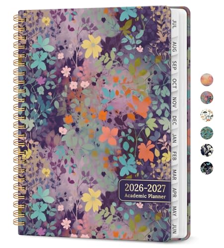 Planner 2026-2027, Academic Year Weekly and Monthly Calender Planner, from Jul 2026 - Jun 2027, Spiral Bound School Planning Book, Perfect for Teacher, Student, Women & Men, A4 (8.5" x 11"), Lavendar Floral - color: F-Lavendar Floral, size: (8.5"x11")a4