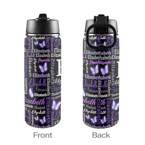 Personalized Water Bottles with Name for Kids, Custom Butterfly Water Bottle Stainless Steel Water Tumbler Customized Gifts - color: Color_13