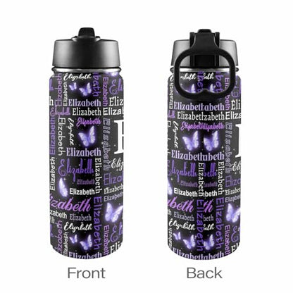 Personalized Water Bottles with Name for Kids, Custom Butterfly Water Bottle Stainless Steel Water Tumbler Customized Gifts - color: Color_13
