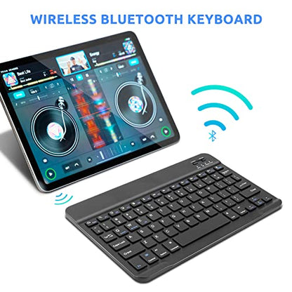 Bluetooth Keyboard Mini Wireless Keyboard for Apple iPad 10th/11 Generation, Amazon Fire HD 10/8 Max 11, Samsung Tablet, Android Phone - 10-Inch Slim, Portable, Rechargeable, Black - color: 10 inch Black
