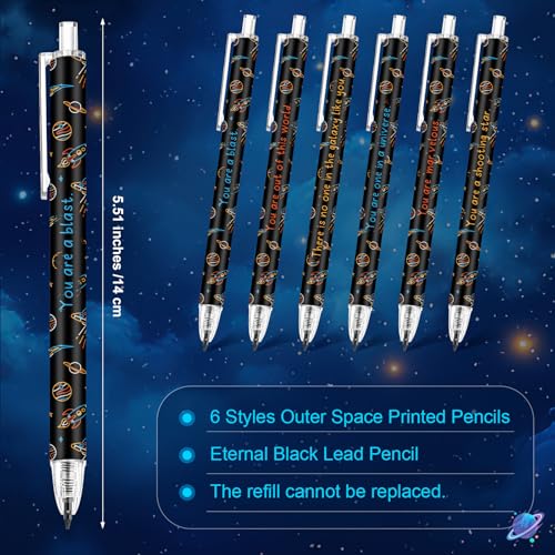 Sinload 60 Pcs Mechanical Pencil Bulk, 0.7 mm Cute Motivational Mechanical Pencil for Writing, Sketching, Drawing, Gifts from Teacher Reward Office Supplies Bee Party(Space) - style: Space
