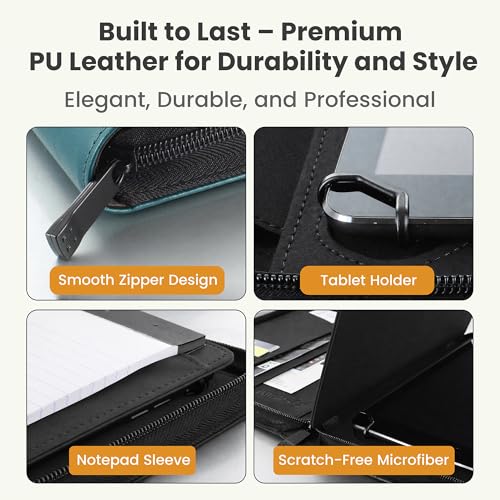 Universal Padfolio Case – Tablet Portfolio Organizer with Notepad Holder – Compatible with iPad 10th 11th Gen, iPad Pro 11, iPad 7 8 9 10.2 10.9 and 9.7 inches - color: Turquoise