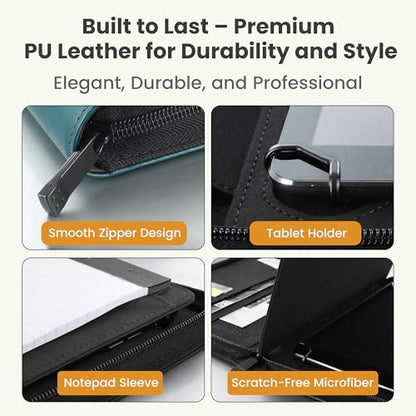 Universal Padfolio Case – Tablet Portfolio Organizer with Notepad Holder – Compatible with iPad 10th 11th Gen, iPad Pro 11, iPad 7 8 9 10.2 10.9 and 9.7 inches - color: Turquoise