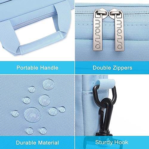 MOSISO Laptop Shoulder Bag 15.6 inch, 15-15.6 inch Computer Bag | Compatible with MacBook Pro 16 inch, HP, Dell, Lenovo with 2 Raised&1 Flapover&1 Horizontal Pocket&Handle&Belt, Airy Blue - color: Airy Blue, size: 16 inch