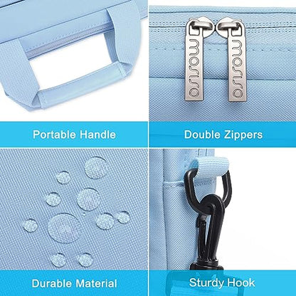 MOSISO Laptop Shoulder Bag 15.6 inch, 15-15.6 inch Computer Bag | Compatible with MacBook Pro 16 inch, HP, Dell, Lenovo with 2 Raised&1 Flapover&1 Horizontal Pocket&Handle&Belt, Airy Blue - color: Airy Blue, size: 16 inch
