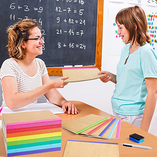 feela 80 Pack Composition Notebooks Bulk, Kraft Cover Lined Blank College Ruled Composition Travel Journals with Rainbow Spines For Women Students Business, 60 Pages, 8.3”x 5.5”, A5, 8 Colors - color: 8 colors X10