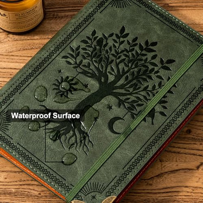 Ovesmusl PU Leather A5 Binder 6 Ring Refillable Journal 100 GSM 240 Pages | Refill Paper Include A5 Planner Binder Loose Leaf Binder Notebook 5.7”x8.3”, Green Tree - color: Green Tree