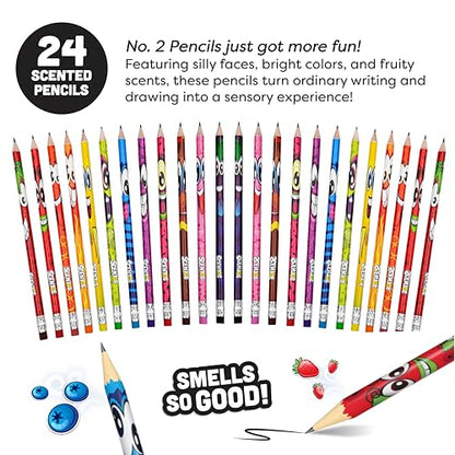 Scentos Scented Pencils for Kids - No. 2 Lead Pencils - Cute Pencil - For Ages 3 and Up - 24 Pack