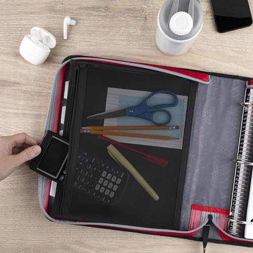 Five Star Zipper Binder 2 Inch O-Rings Case Organiser with Expansion Panel and 5-Tab Expanding File Folder, 580 Sheet Capacity, Crimson Fade (290520K) - color: Crimson Fade, size: 1 Pack
