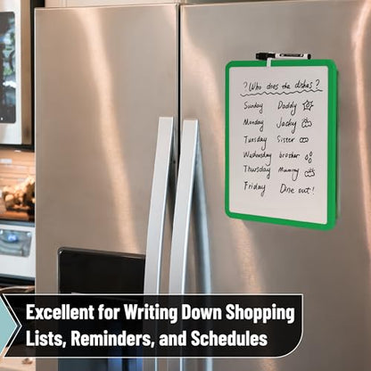 Mr. Pen- Dry Erase Board, 14” x 11” with a Black Dry Erase Marker | Green Frame, Small Mini White Board for Students, Fridge, Wall, Locker, Includes Double Sided Tapes - color: Green 2