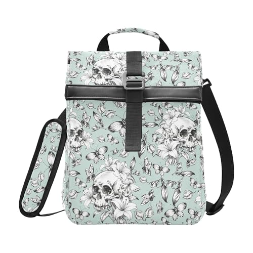 MNSRUU Insulated Lunch Bags Women Men Aldults, Vintage Goth Skull Portable Reusable Thermal Meal Tote Cooler Bag Organizer, Adjustable Shoulder Strap, Handle - color: Skulls 191