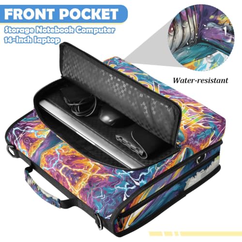 Custom Binder Bag Personalized Fire and Lightnbing Shark 3 Ring Zipper Binder Bag with Laptop Pockets and Shoulder Strap Tote Binders Organizer Case for School Office - color: Custom Shark