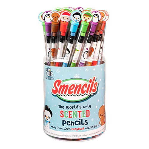 Holiday Smencils Cylinder - HB #2 Patented Gourmet Scented Pencils, 50 Count, Gifts for Kids, Party Favors, Classroom Rewards - color: Holiday