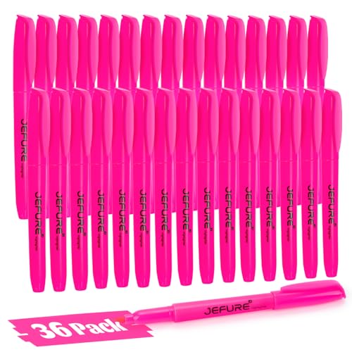 36 Pcs Highlighters, Chisel Tip, Pink Bible Highlighters Bulk - Quick Dry, Ideal for Studying, Note-Taking, School, College, Office, Teacher & Student Supplies - color: Pink, size: 1 Count (Pack of 36)