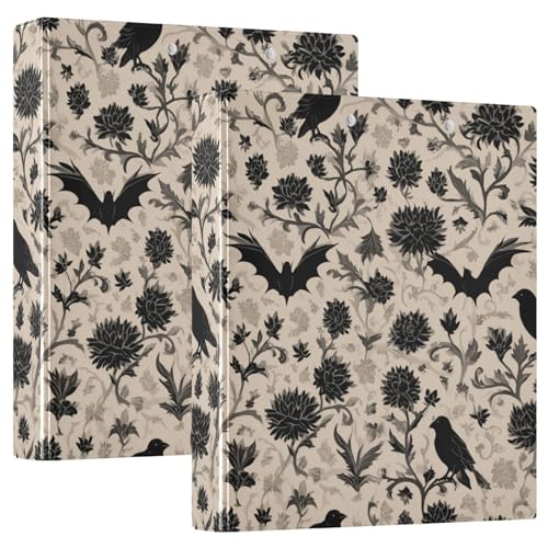 Goth Bath Round Ring Binders Crow (5) 1.5 Inch 3 Ring Binder with Clipboard Holds 200 Sheets Office Home School - color: Multicolored 15