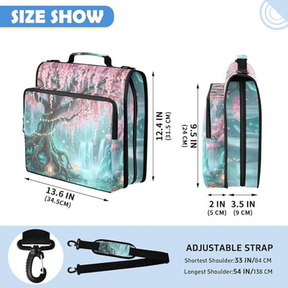 Cherry Blossom 2inch 3 Ring Zipper Binder Multi-Pocket Storage Holds 14 Inch Laptop for Students and Office Use - color: Cherry Blossom