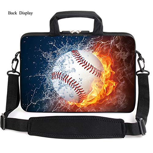 AMARY 13" 13.3" laptop sleeve chromebook case adjustable shoulder strap with handle accessory pocket (Baseball) - color: Baseball