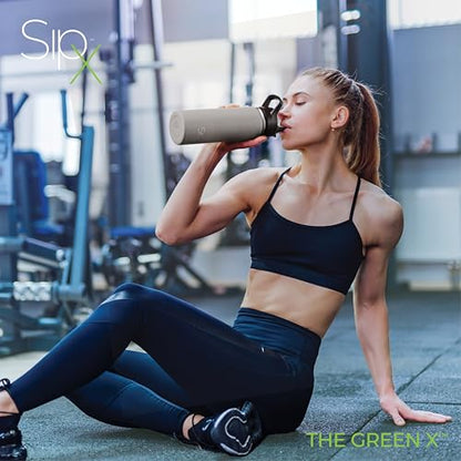 SipX™ 18 oz Insulated Water Bottle with 3 Lids – Leakproof Stainless Steel, Triple Insulated – Cold 24 Hours/Hot 12 Hours – Durable Bottle for School, Gym, Travel – Grey - color: Gray, size: 18 Ounces