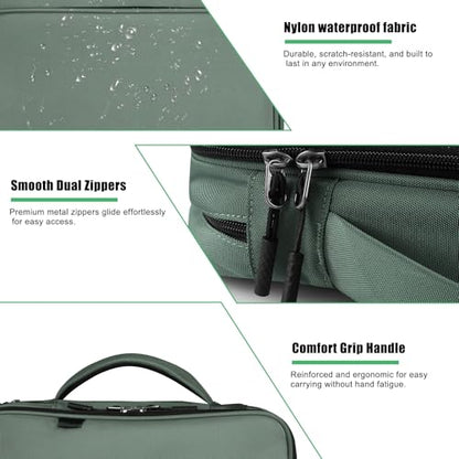 LLi Cufite Zippered Binder Bag,3 Ring Binder with Multi-Pocket - 500 Sheet Capacity, Up to 14" Laptop and Tablet, Detachable Backpack Straps & Shoulder Use for School and Offices(Dark Green) - color: Dark Green