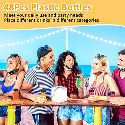Patelai 48 Pcs Plastic Juice Bottles, 4 oz Shot Bottles with Caps Small Empty Reusable Clear Milk Containers Bulk with Leakproof Lids for Juicing, Smoothies, Coffee, and Cold Beverages (Black) - color: Black, size: 4 oz