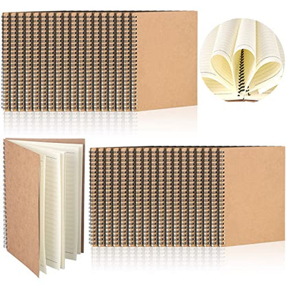 36 Packs A5 Spiral Notebook Hardcover Ruled Notebooks Soft Cover Spiral Journal College Writing Subject Lined Notebook 5.5 x 8.3 Inch 50 Sheets 100 Pages Lined Paper for Office School (Brown)