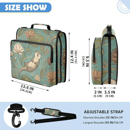 Playful Otters 2inch 3 Ring Zipper Binder Multi-Pocket Storage Holds 14 Inch Laptop for Students and Office Use - color: Playful Otters