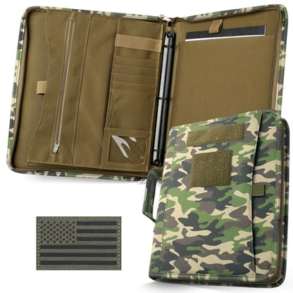 Livans Portfolio Padfolio Binder Detachable 3-Ring Planner, Zip Tactical Notebook Cover with A4 Letter Paper, Multi-Pocket Carry Bag for Gift, Out-Work, Travels, Office & School | Zip Notebook Cover, Handle Art Portfolio Bag, 25 Sheets A4 Letter Paper, 1“