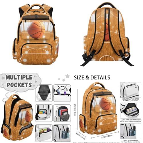 Basketball Backpack for Boys 8-12 Kids Basketball Backpacks for School with Lunch Carrier Water Bottle Pouch and Zipper Pencil Case 4PCS Set Bookbag with Side Pocket 17 inch Back to School - color: Basketball