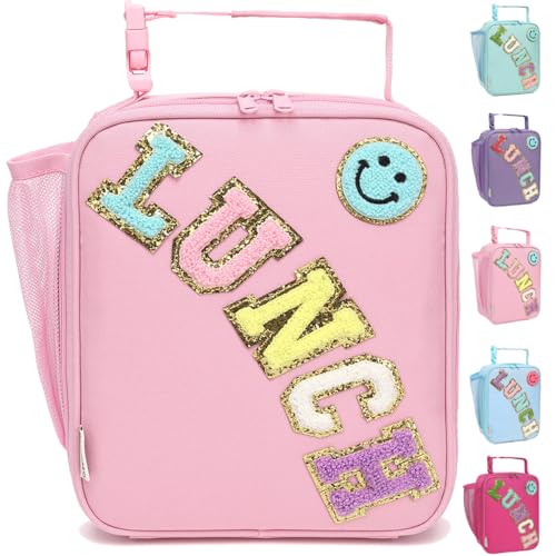 GYEUKHAM Insulated Lunch Bag for Women Girl Teen large Insulated Kid Lunch Bag,Large Reusable Cute Cooler Bag for School Work Picnic,Pink Alphabet - color: Pink Alphabet