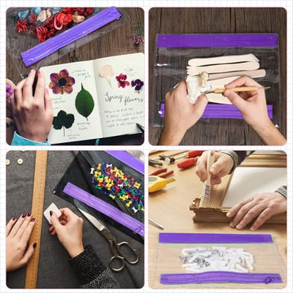 Feifeiya 30 Pcs Pencil Pouches with Zipper Clear Binder Pencil Pouches for 3 Ring Binder Bags Bulk for Office Supplies (Purple) - color: Purple