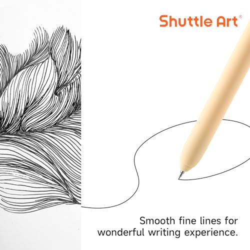 Shuttle Art Retractable Mild Gel Ink Pens - 22 Pack, Black Ink, Cute Fine Point Pens for Writing, Journaling & Notes - color: 22 Black Ink