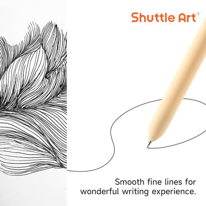 Shuttle Art Retractable Mild Gel Ink Pens - 22 Pack, Black Ink, Cute Fine Point Pens for Writing, Journaling & Notes - color: 22 Black Ink