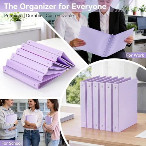 SUIN 1 Inch 3 Ring Binder, Clear 1'' View Presentation Binders with 2 Pockets, Fits 8.5 x 11 Letter Size, Durable Polypropylene, Non-Stick & PVC-Free for School, Office & Home (Brushed Lavender) - color: Brushed Lavender