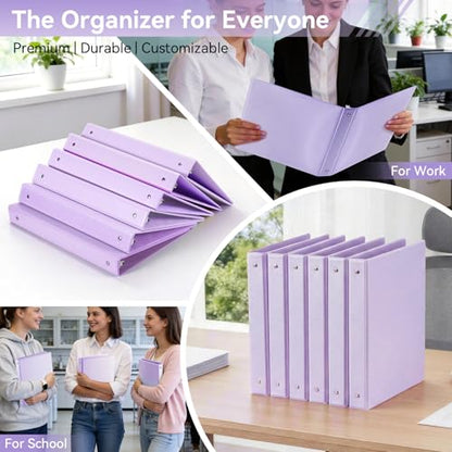 SUIN 1 Inch 3 Ring Binder, Clear 1'' View Presentation Binders with 2 Pockets, Fits 8.5 x 11 Letter Size, Durable Polypropylene, Non-Stick & PVC-Free for School, Office & Home (Brushed Lavender) - color: Brushed Lavender