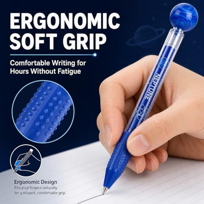 6 Pack Fidget Spinner Pens - 360° Rotating Ball Gel Pens, 0.5mm Black Ink Quick-Dry Planet & Emoji Retractable Pens for Kids & Adults, Stress Relief Stationery Office School Supplies Gift