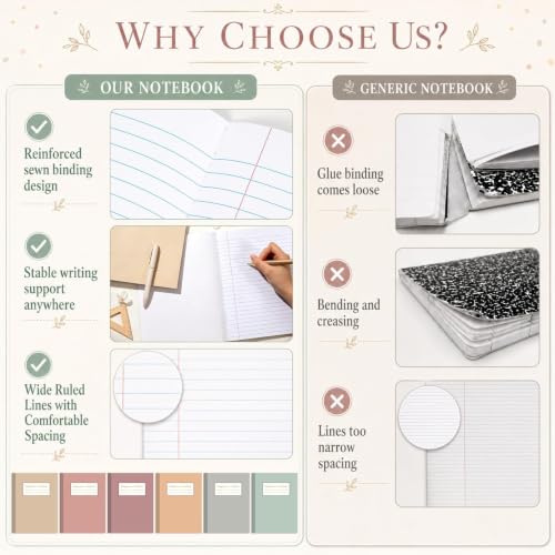 12 Pack Large Composition Notebooks Bulk 9.8 × 7.5 in Wide Ruled Hard Cover Composition Book Assorted Marble Journal College Ruled Paper for Adult Student College Office Back to School Supply(Morandi) - size: 12 Pack, style: Morandi