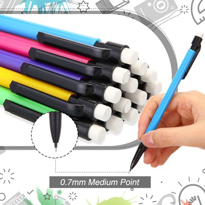 480 Pcs 0.7mm Mechanical Pencils Bulk Set Include Mechanical Pencil with Eraser HB Lead Refills for Art Office Classroom School Student Writing Drawing Sketching Supplies - color: Red, Green, Blue, Purple, Yellow, Black