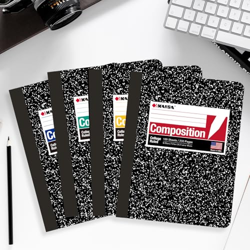 KAISA Composition Notebooks 100Sheets Comp Book, College Ruled, 9.75x7.5inch, Classic Marble Primary Composition Notebook, 20Pads, C10001C - color: 20pad, size: college