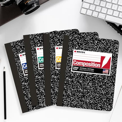 KAISA Composition Notebooks 100Sheets Comp Book, College Ruled, 9.75x7.5inch, Classic Marble Primary Composition Notebook, 20Pads, C10001C - color: 20pad, size: college