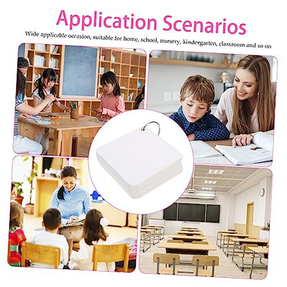 200 Blank Flash Cards with Metal Binder Rings Pre Hole Punched Index Notecards for Studying DIY Note Pads for Home and Office