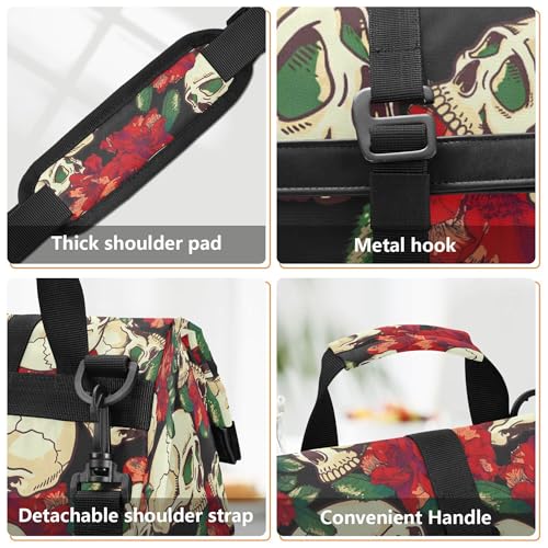 MNSRUU Insulated Lunch Bags Women Men, Skull and Flower Portable Reusable Thermal Meal Tote Cooler Bag Organizer, Adjustable Shoulder Strap, Handle - color: Skulls 007