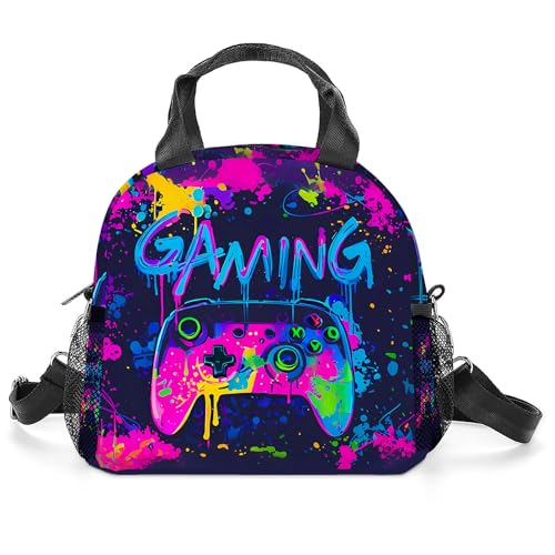 Gamer Lunch Bag Insulated Lunch Box Large Capacity Meal Tote for Kids Women Men Cooler Bag Waterproof Adjustable Shoulder Strap Gaming Lunch Tote for Work School Picnic Travel Hiking Office - color: Game07