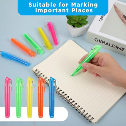 120 Pcs Mini Highlighters with Key Ring, 5 Vibrant Colors (Blue, Green, Yellow, Orange, Pink) – Compact, Quick-Dry & Portable Highlighter Pens for Learning, Office & Home