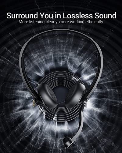 BINNUNE Wired Headphones with Microphone Headset - 3.5mm On-Ear Computer Headphones with Noise Cancelling Microphone for PC Laptop Home Office Online Class Skype Zoom Meetings Chat,Lightweight